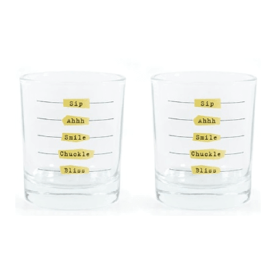 Kikkerland Set čaša Five stages to happiness, 2 komada, Providni