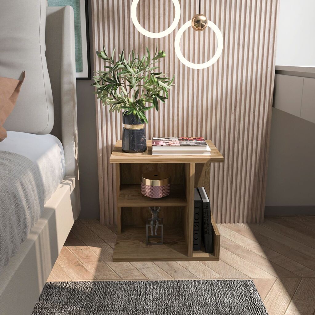 Hanah Home Noćni stočić Karamira, 45x45x35 cm, Braon