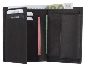 HJP Muški kožni novčanik 85055, 9 x 11.5 x 3 cm, Niz linija po sredini, Uspravni, Crni