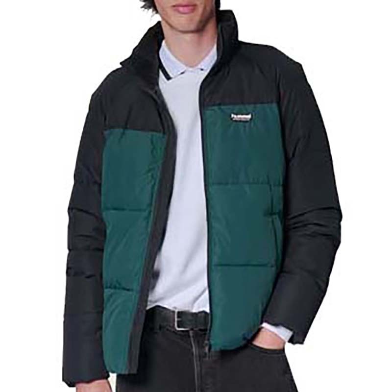 HUMMEL Muška jakna Hmlpuff jacket short sportswear, Zimzeleno-crna