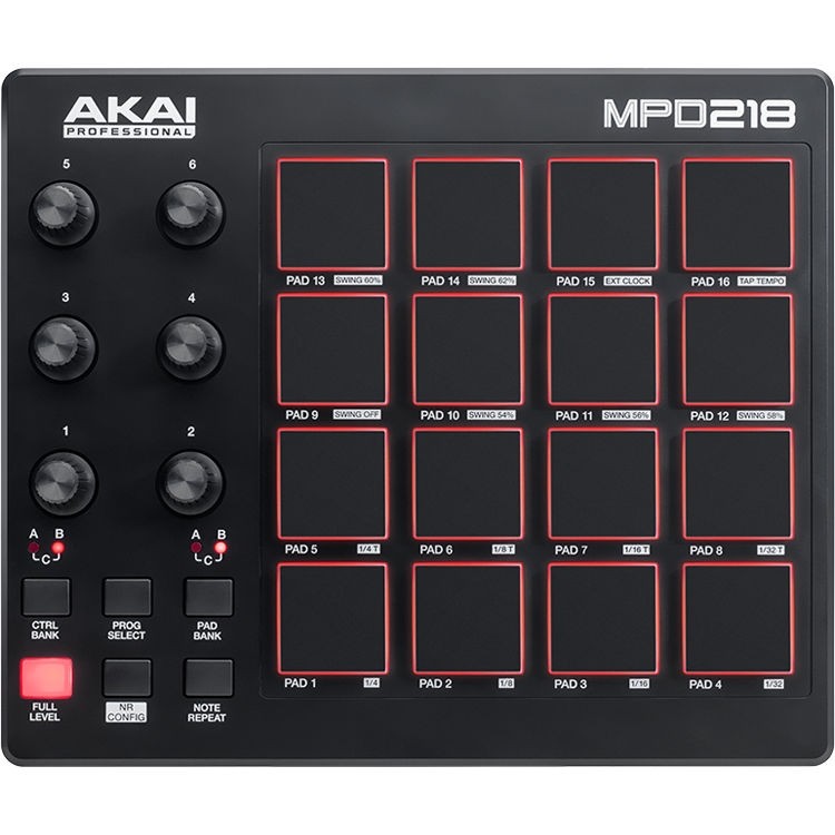 AKAI Kontroler Midi MPD218, Crni