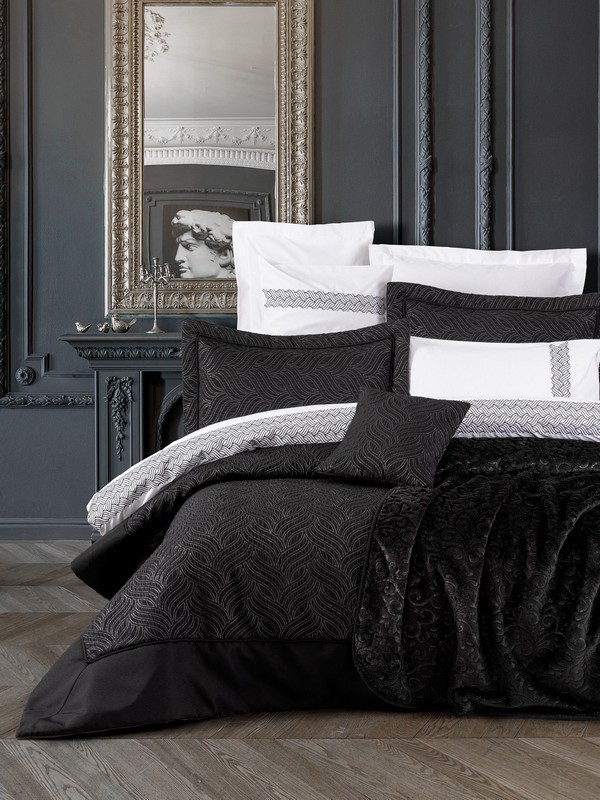 COTTON BOX Set posteljina za francuski ležaj  Platinium Gracias, Crno-bela