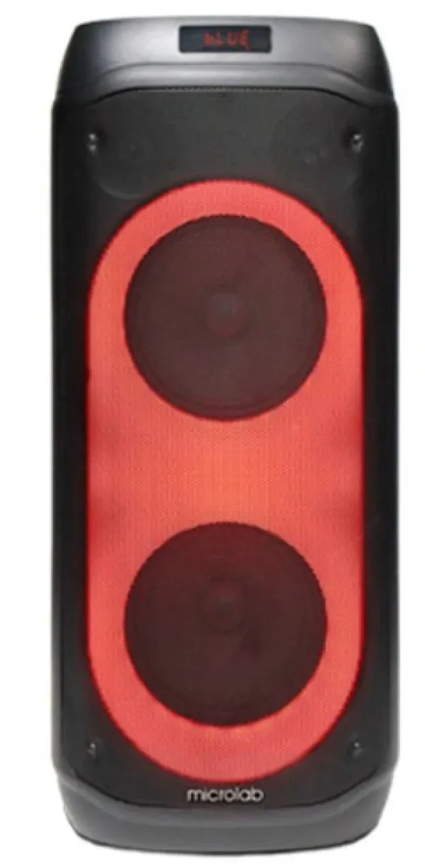 MICROLAB Karaoke zvučnik PT802W, 200W, Bluetooth, LED, 4400mAh, TWS, Aux, USB, microSD, Crni + 2 Mikrofona