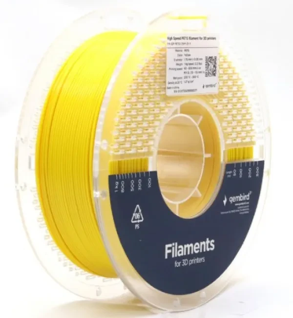GEMBIRD Filament velike brzine za 3D štampač 3DP-PETG1.75HY-01-Y, 1.75mm, 1kg, Žuti