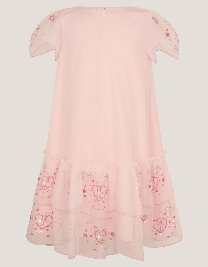 Monsoon Children Haljina za devojčice Heart mesh trapeze, Roze