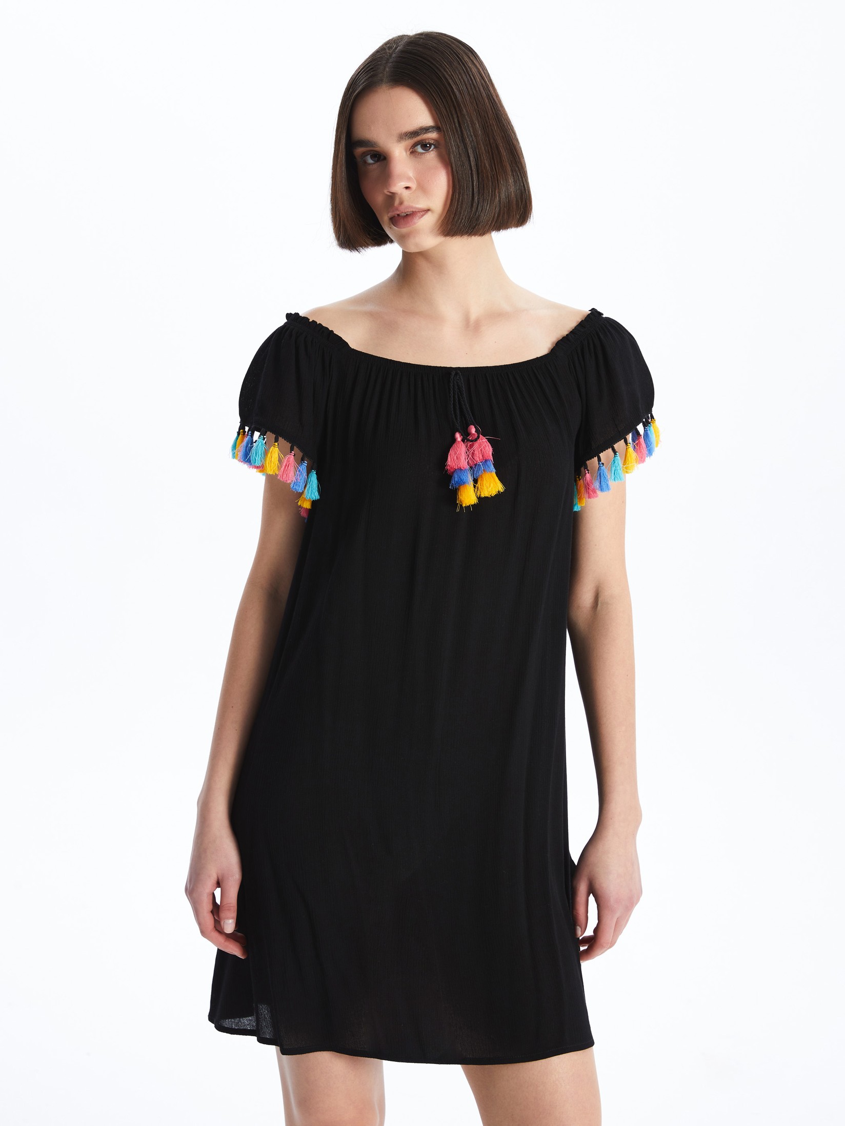 LC Waikiki Ženska haljina za plažu S42580Z8-CVL, Crna