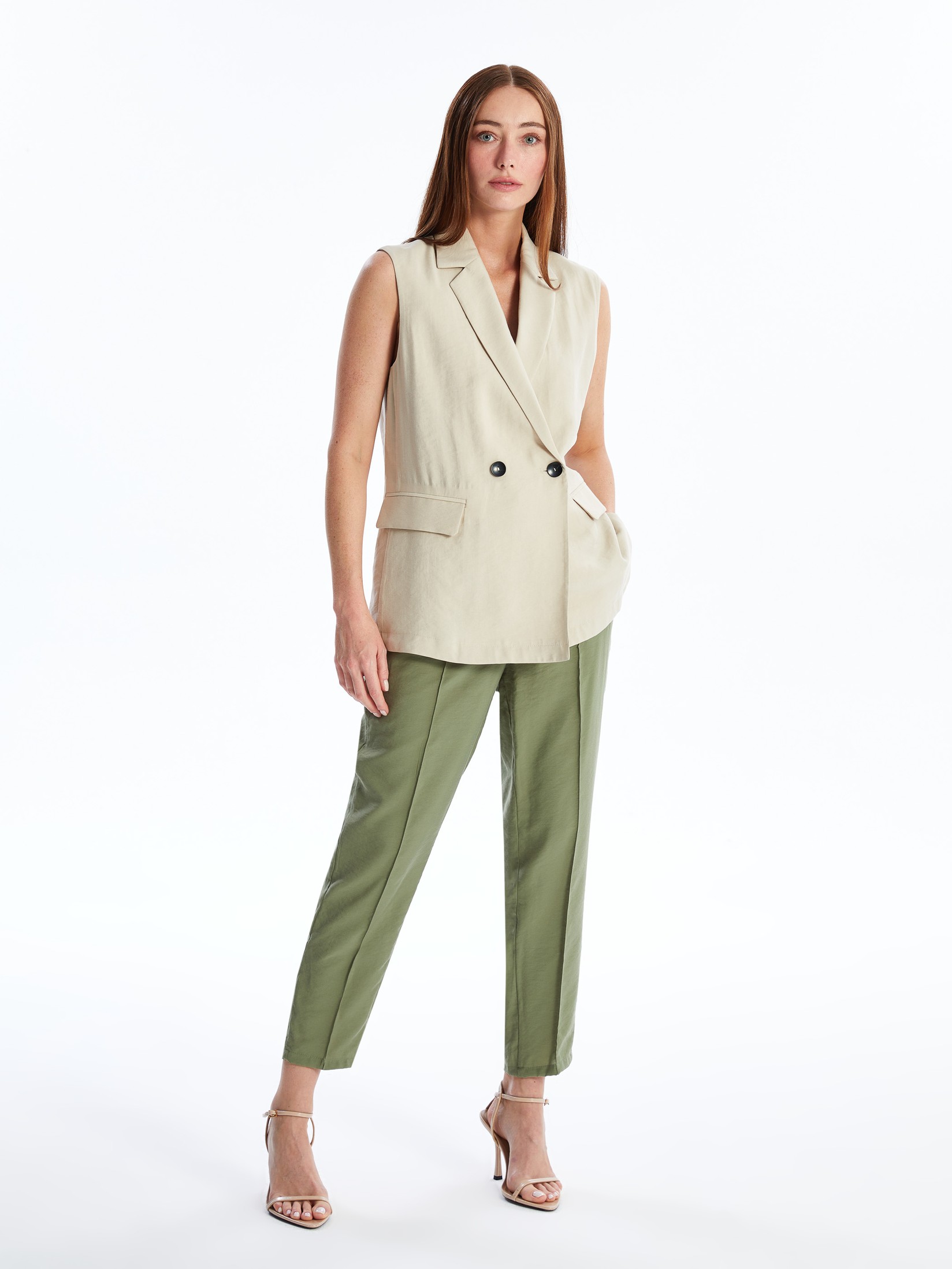 LC Waikiki Ženske pantalone S4L380Z8-VKS, Zelene