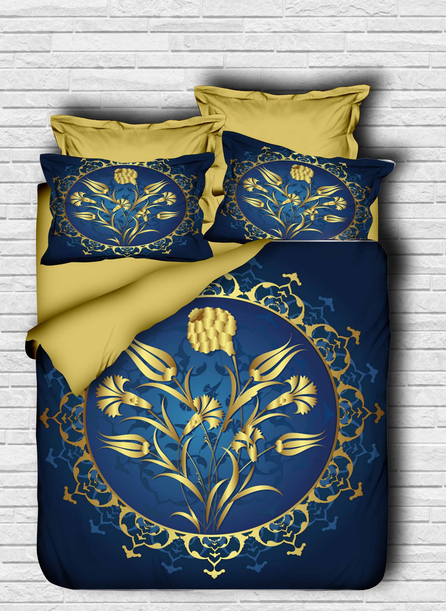 L'essentiel Maison Komplet posteljina 140, 200x220 cm, Zlatna-Plava