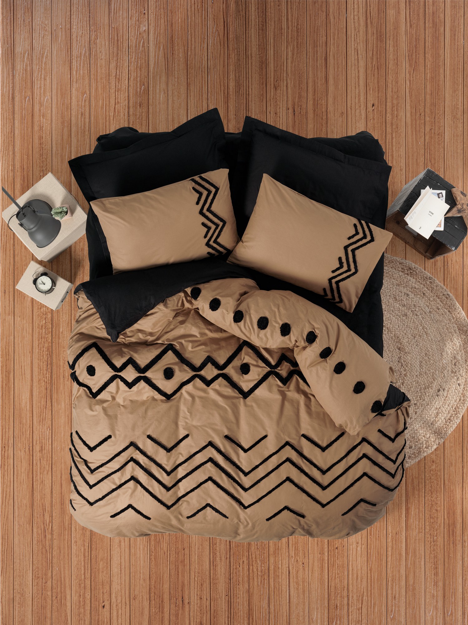 L'essentiel Maison Komplet posteljina Elio, 200x220 cm, Terakota-Crna