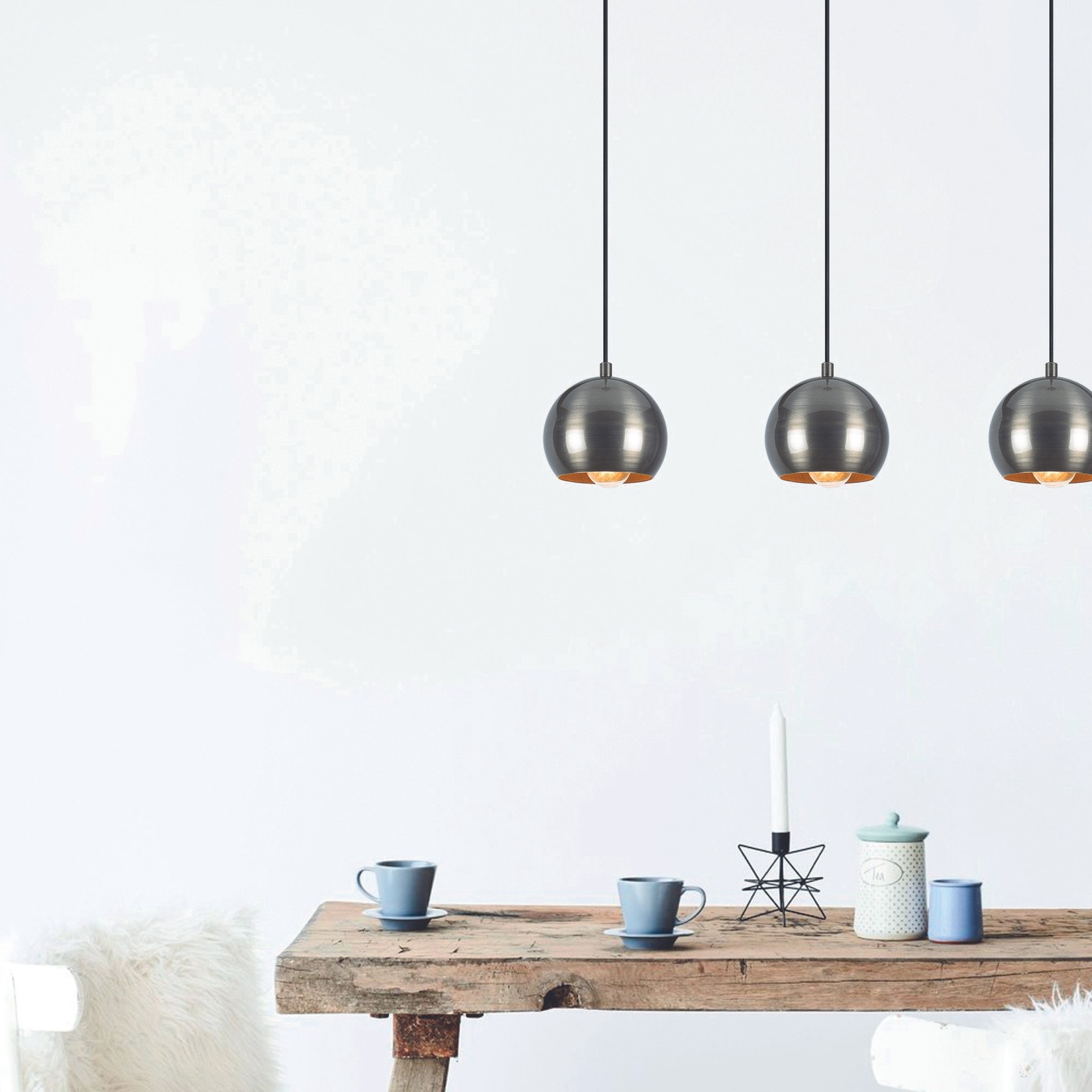 Opviq Luster Berceste-241-S1, 65x15 cm, 3xE27, Srebrne boje