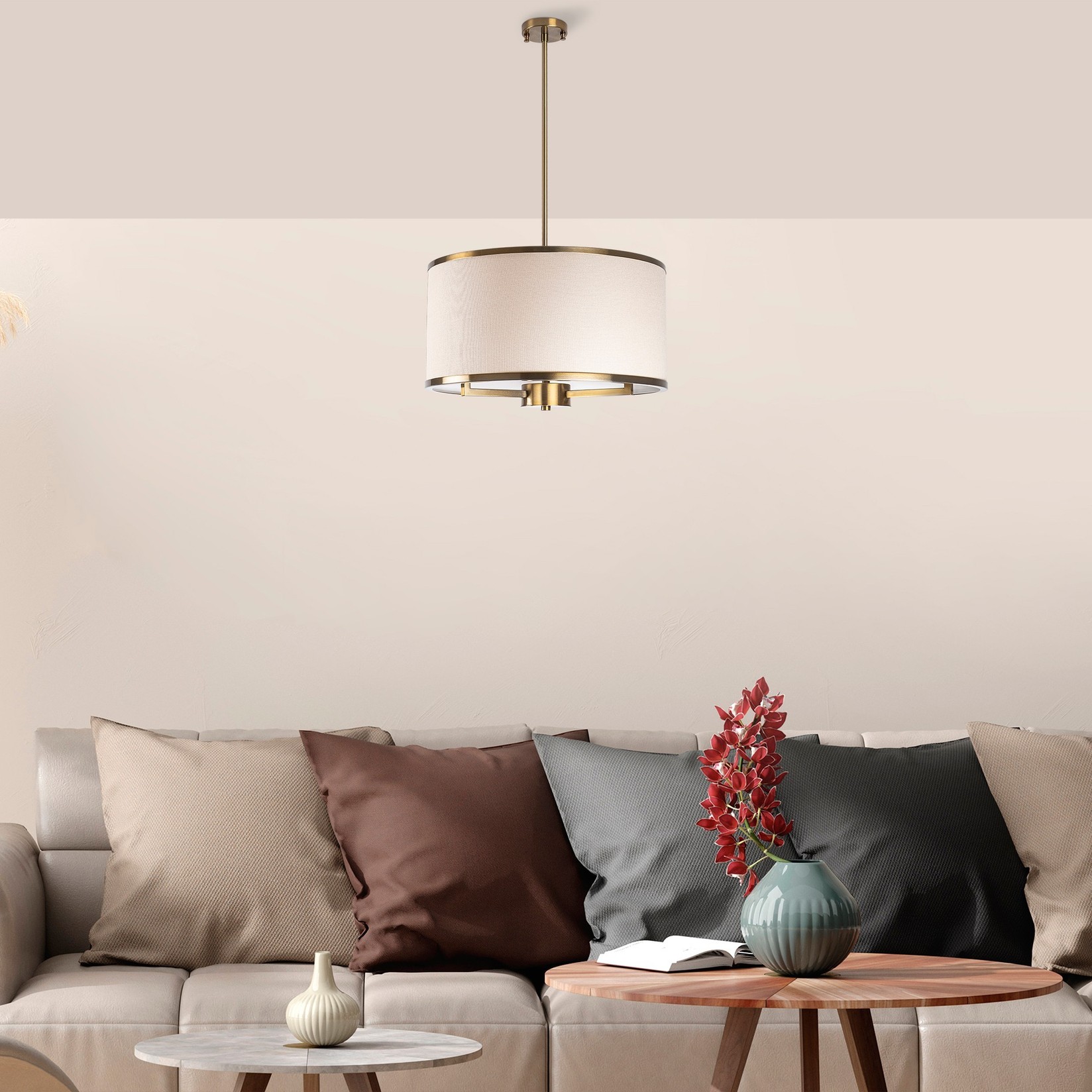 Opviq Luster Way-11650, 50x50x84 cm, 3xE27, Zlatne boje