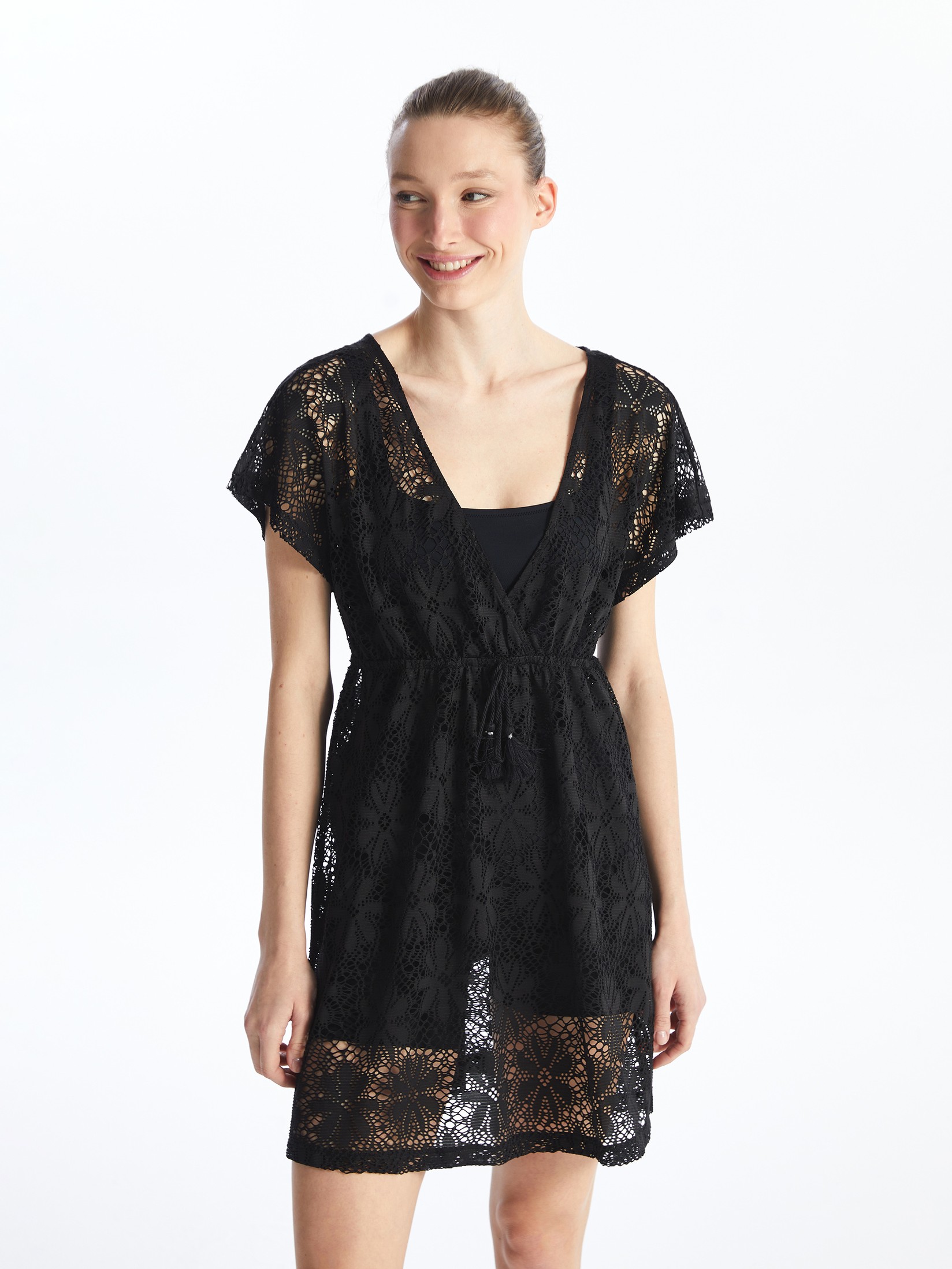 LC Waikiki Ženska haljina za plažu S45568Z8-CVL, Crna