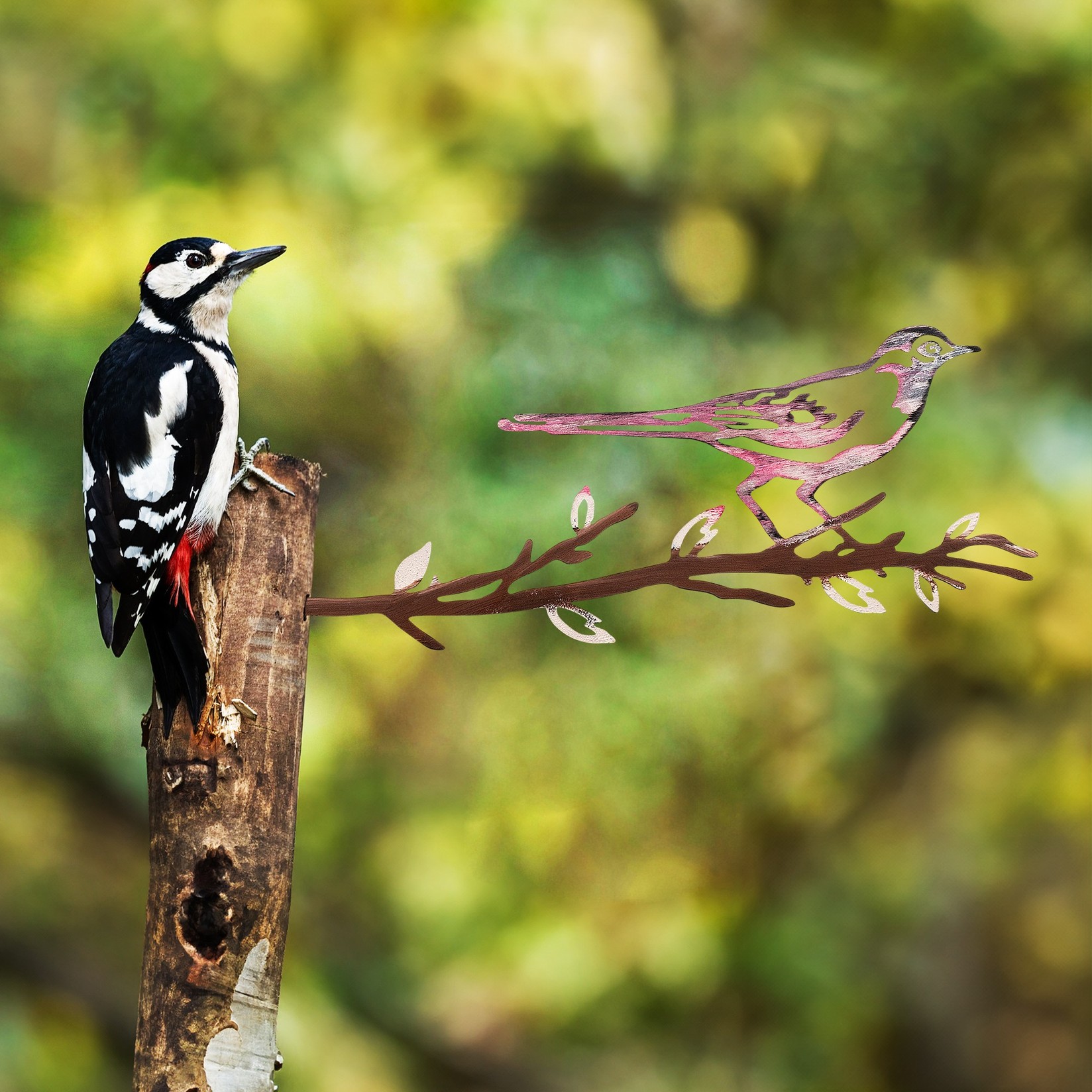 Aberto Design Dekorativna figura Bird on the branch 25, 20x50 cm, 1.5 mm, Bronzane boje