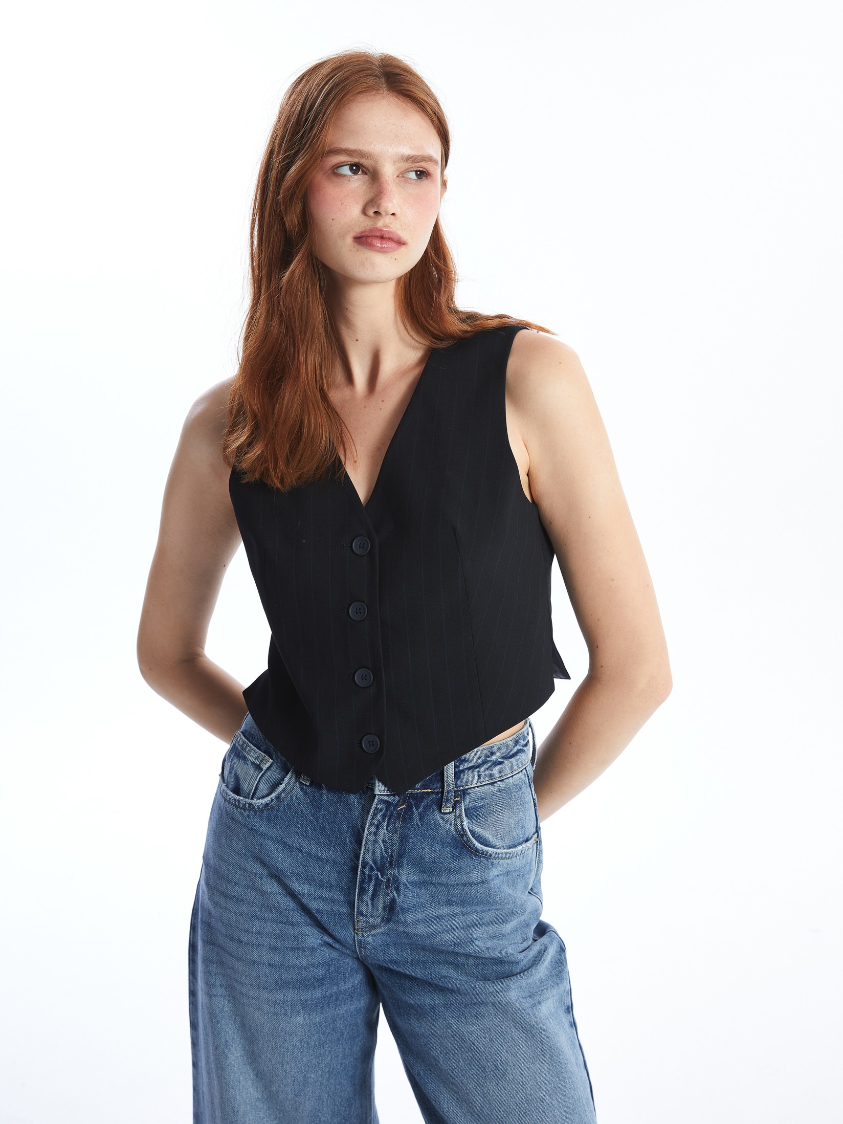 LC Waikiki Ženski elegantno prsluk W4JC65Z8-LGS, Teget