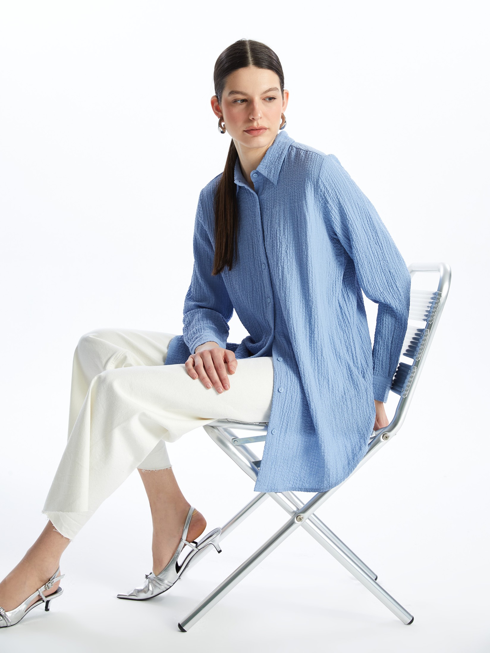 LC Waikiki Ženska košulja tunika S4G028Z8-VJF, Plava