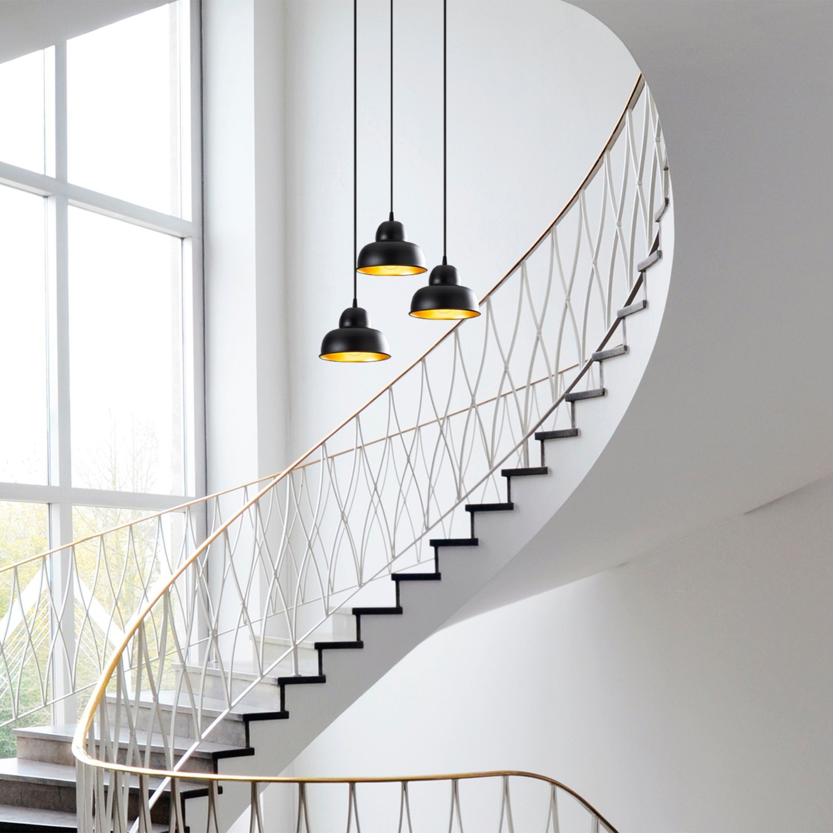 Opviq Luster Berceste-180BLACK-S2, 40 cm, 3xE27, Crni