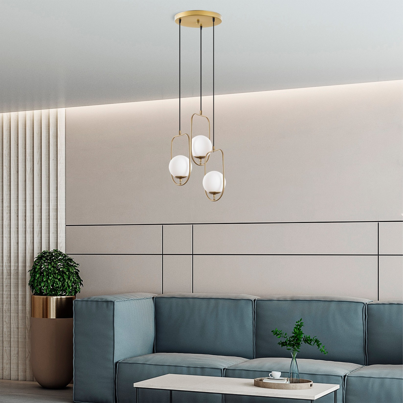 Opviq Luster Skew-13448, 40-185cm 55 cm, 3xE14, Zlatne boje