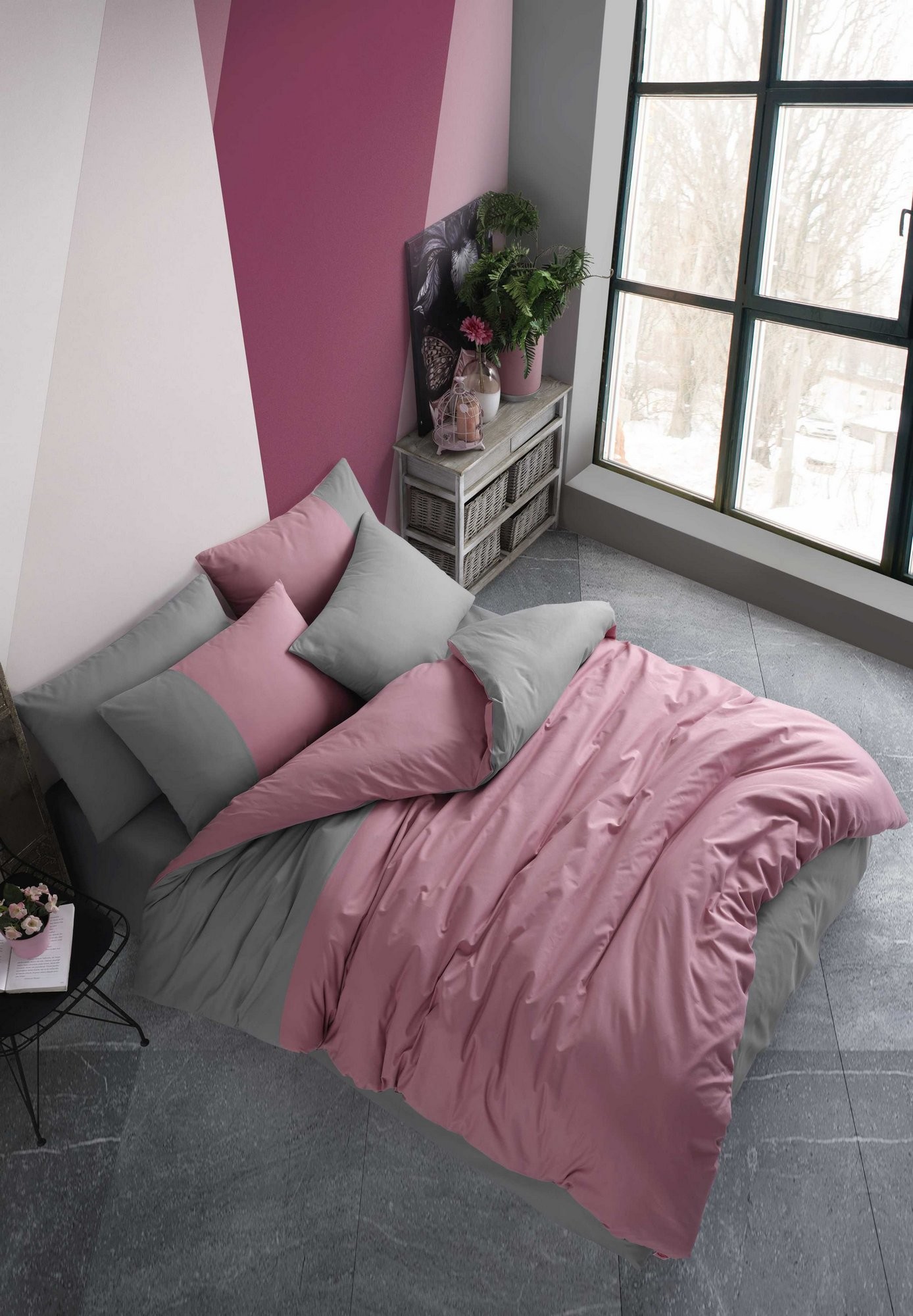 L'essentiel Maison Komplet posteljina Diamond, 200x220 cm, Roze-Antracit