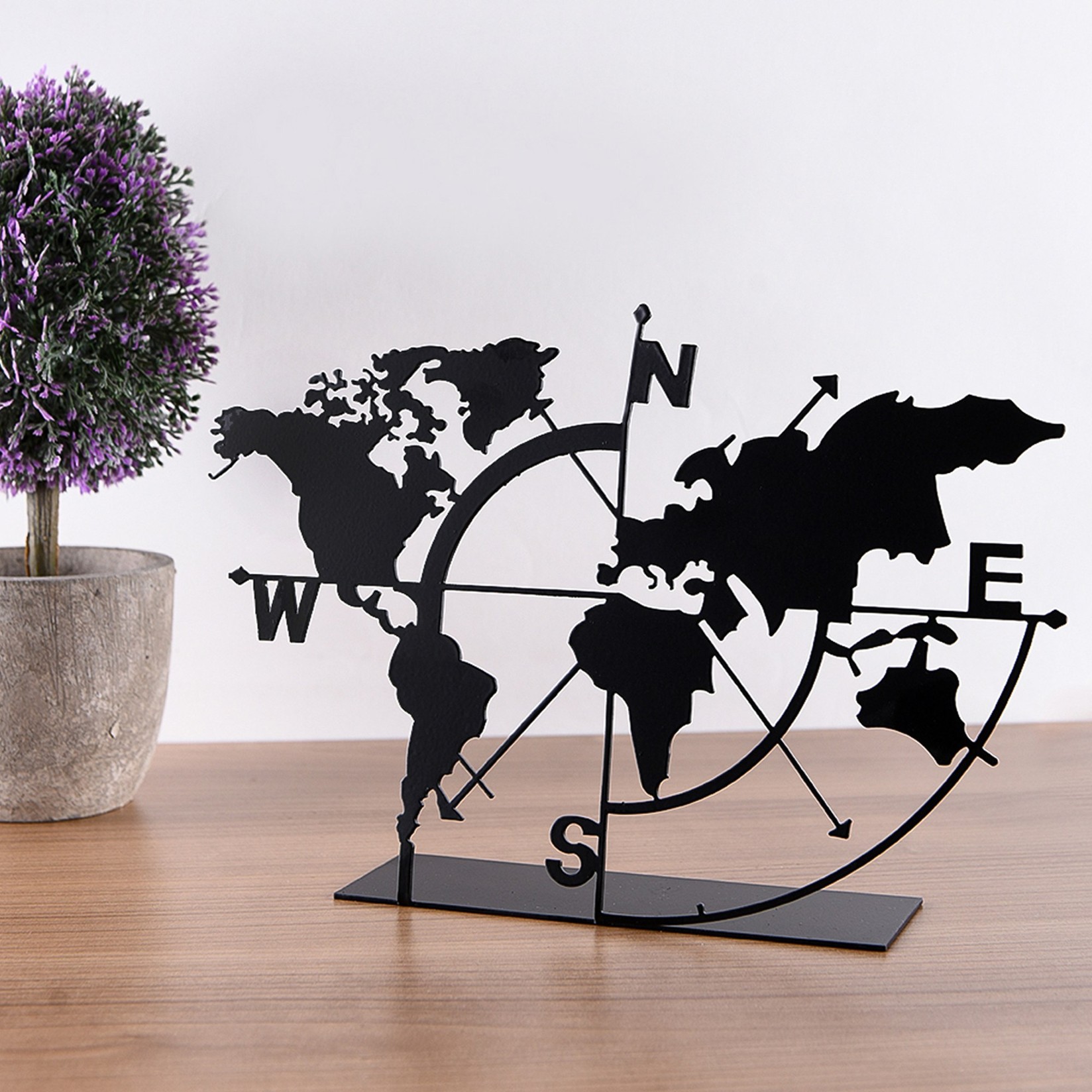 Aberto Design Dekorativna figura Worl Map, 18x26 cm, 1.5 mm, Crna