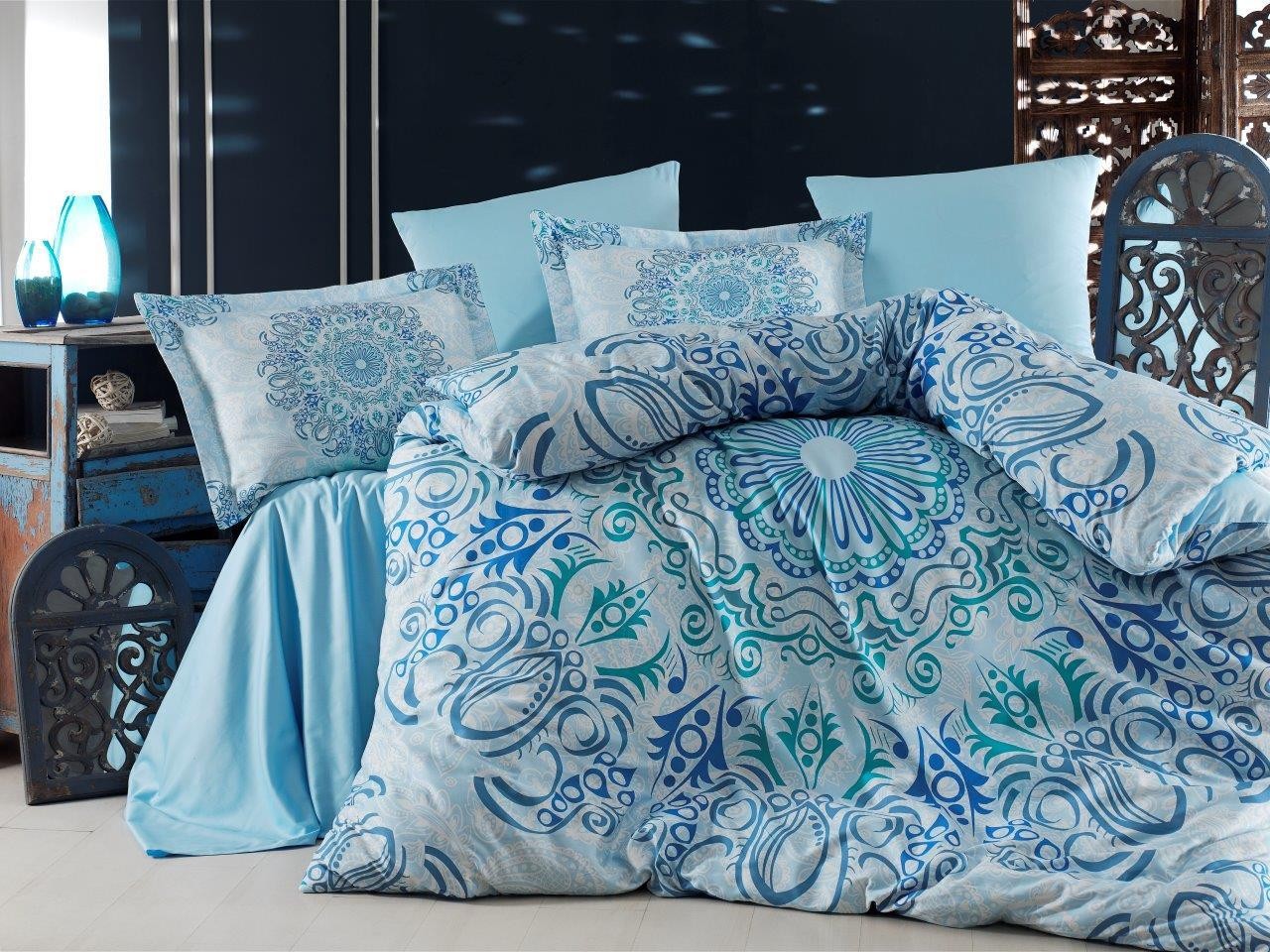 L'essentiel Maison Komplet posteljina Monte Carlo, 200x220 cm, Tirkizna-Plava