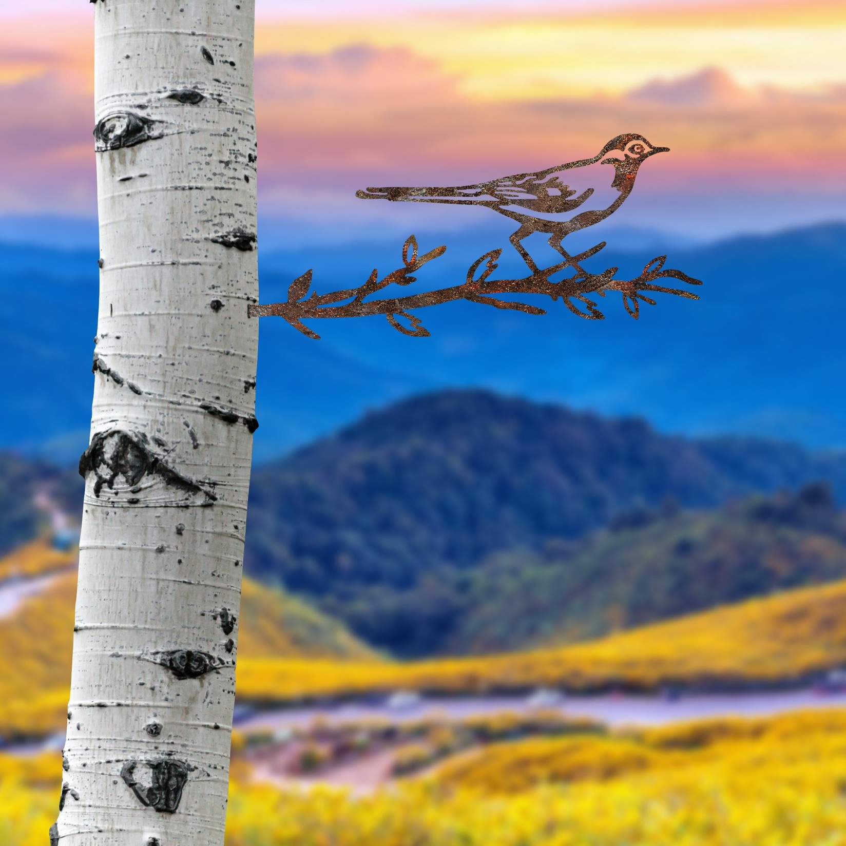 Aberto Design Dekorativna figura Bird On The Branch 05, 50x20 cm, 1.5 mm