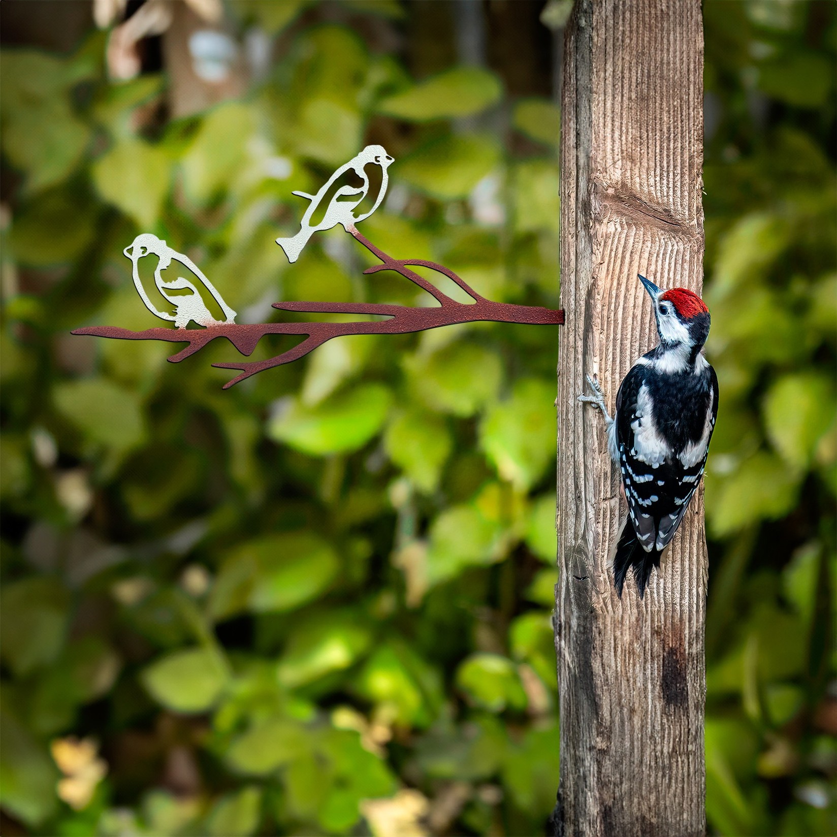 Aberto Design Dekorativna figura Bird on the branch 28, 20x45 cm, 1.5 mm, Bela