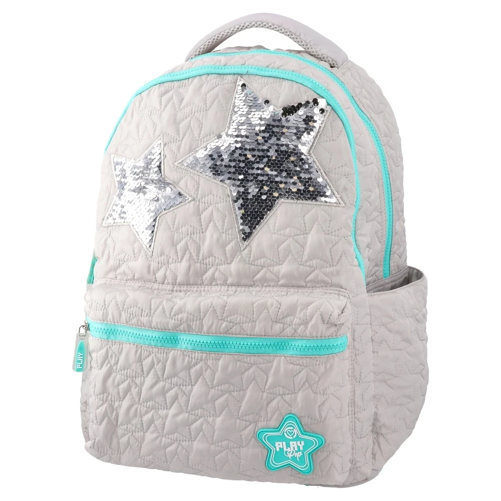 Play Školski ranac za devojčice Sequin star Pop fashion, 43x30x20cm, Bež