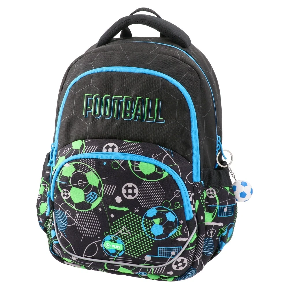 Play Ranac za dečake Neon Football Etron, Anatomski, 38 x 30 x 20 cm, Crni