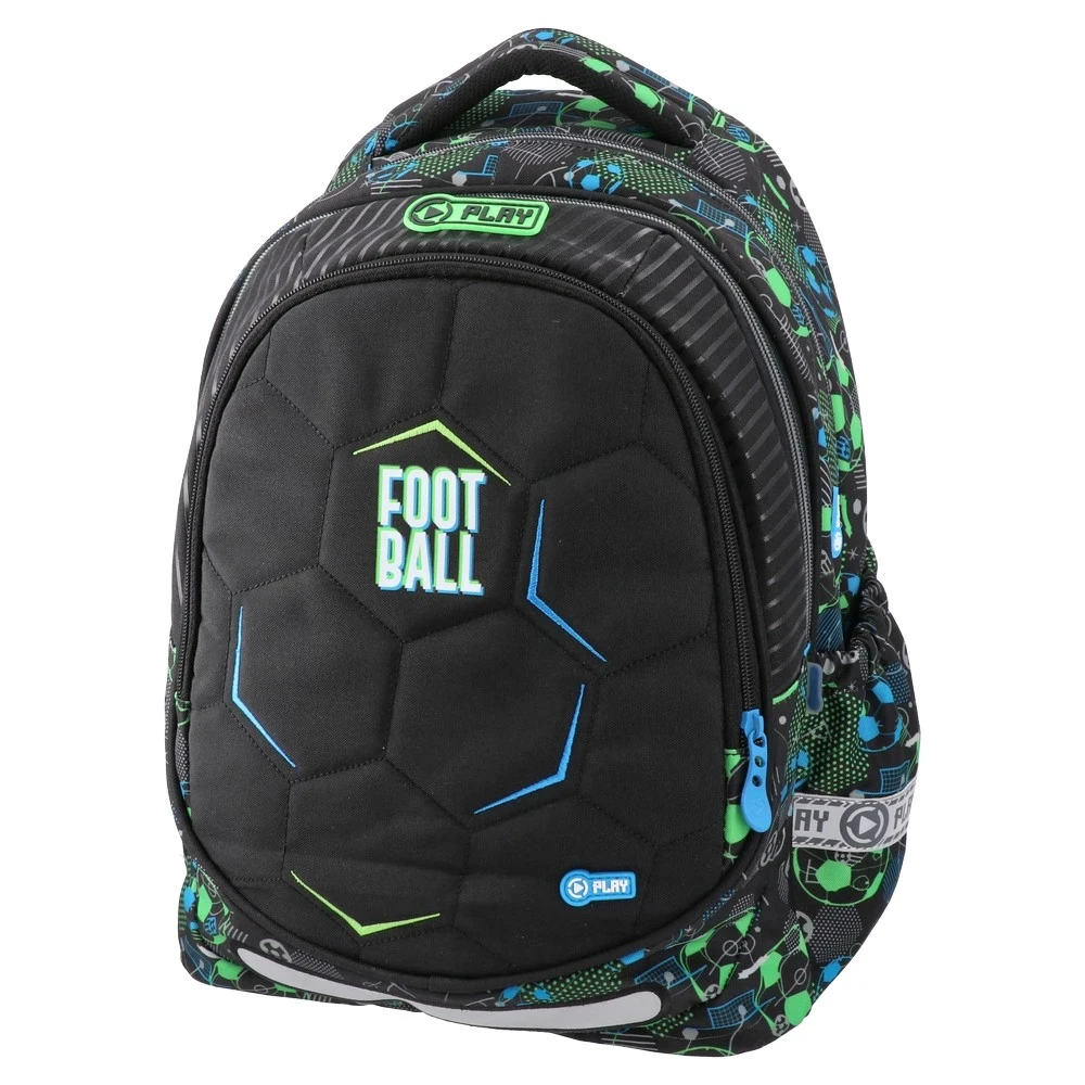 Play Ranac za dečake Neon Football Maxx, Anatomski, 41 x 31 x 21 cm, Crni