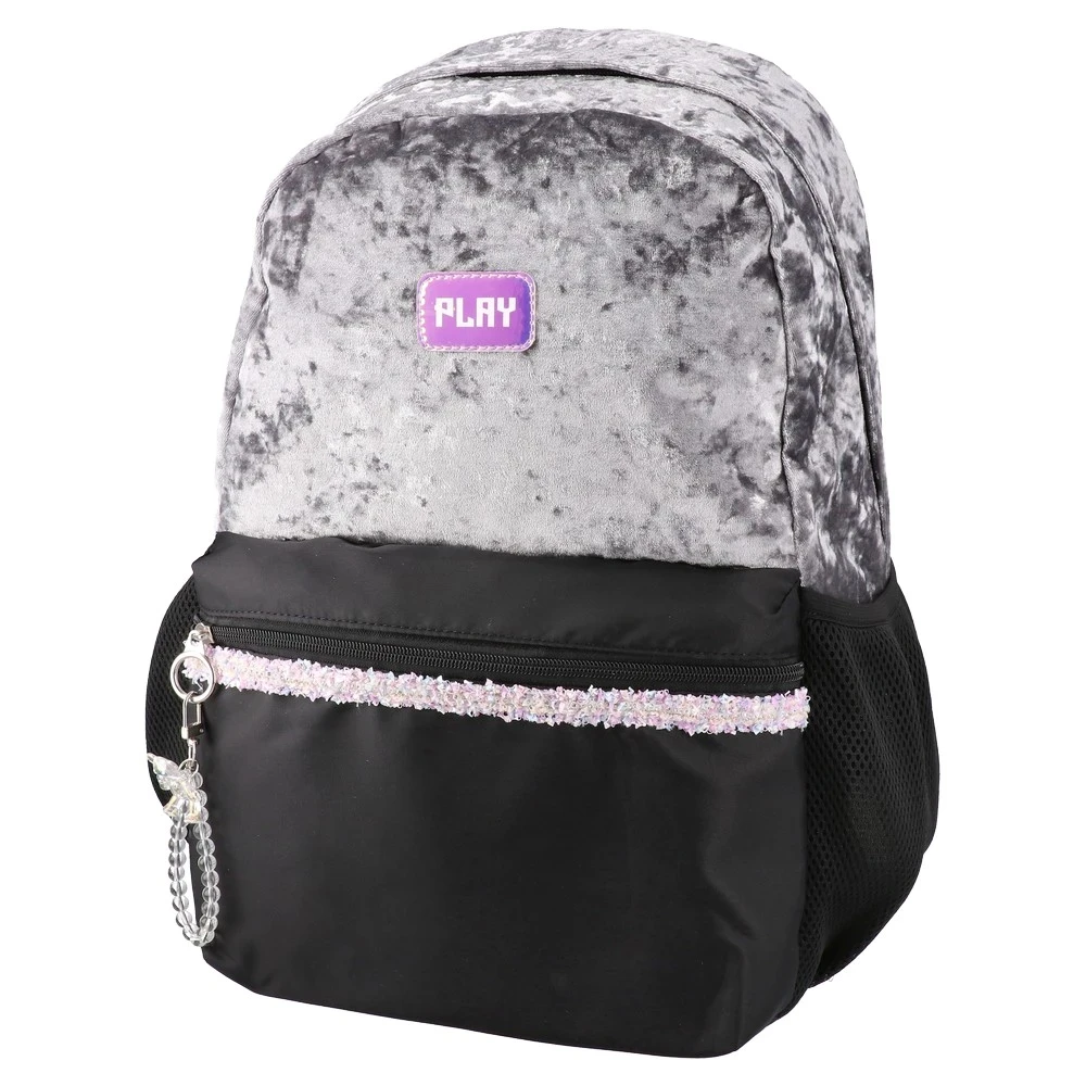 Play Školski ranac za devojčice Plush Pop fashion, 43x30x20cm, Sivo - crne