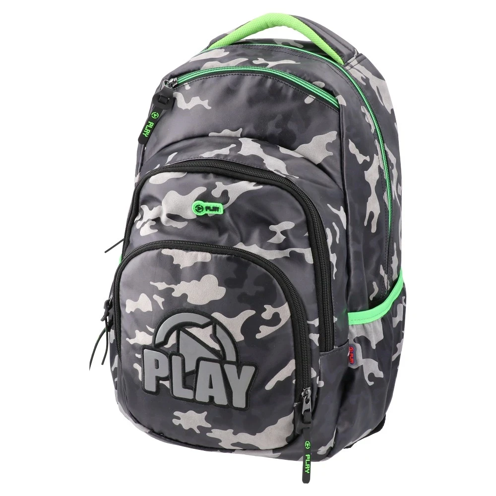 Play Školski ranac za dečake Winter Camo Cosmo, 46x31x28cm, Crno - sivi