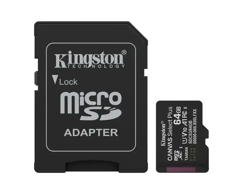 Kingston Micro SD Card 64GB + SD adapter SDCS3/64GB class 10