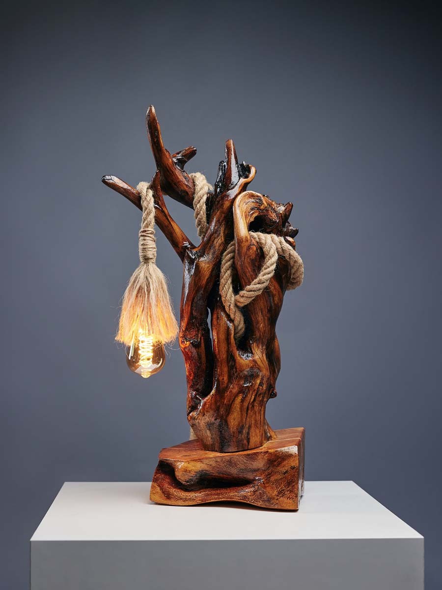 CANA DESIGN Drvena lampa No.3, 66x37x25 cm, Braon