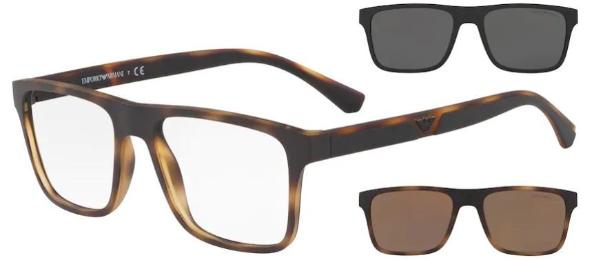 EMPORIO ARMANI Okvir i 2 clip on dodatka za sunčane naočare 0EA4115 58021W 54, Muški, Braon