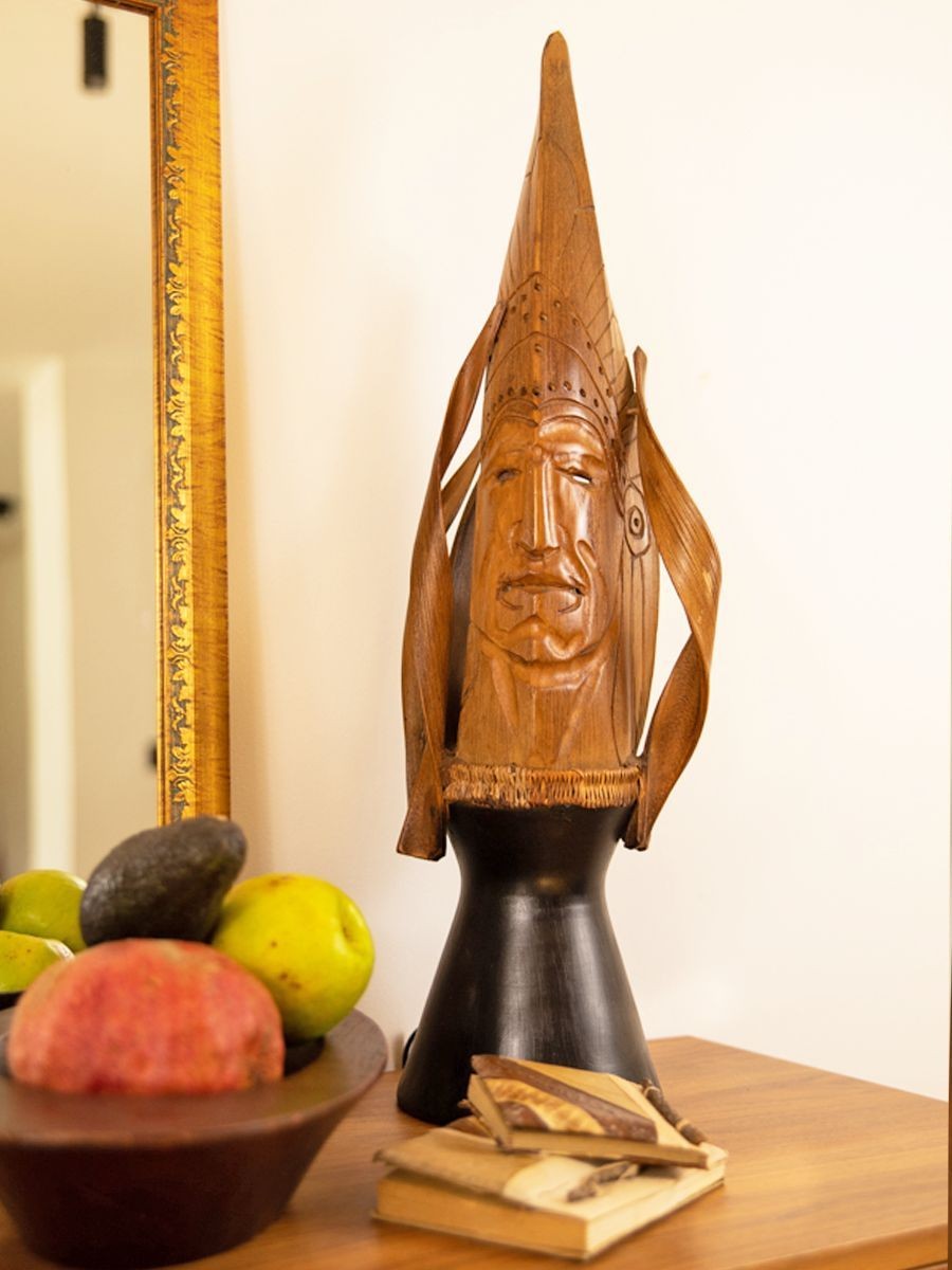 MAISON ADORABLE Drvena stona lampa FACE 67 cm, Braon