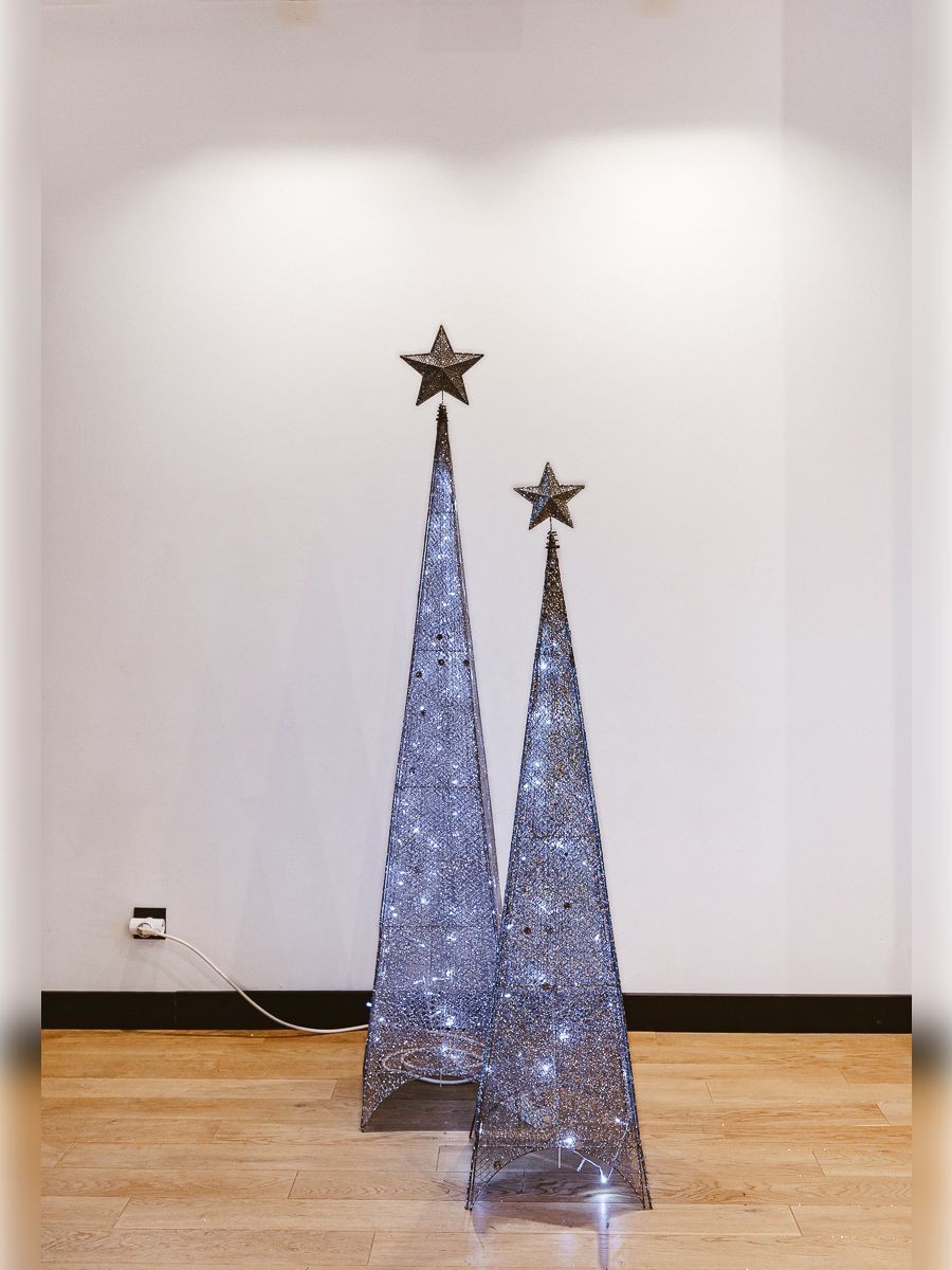 Novogodišnja dekoracija Jelka piramida 210 cm, Srebrna