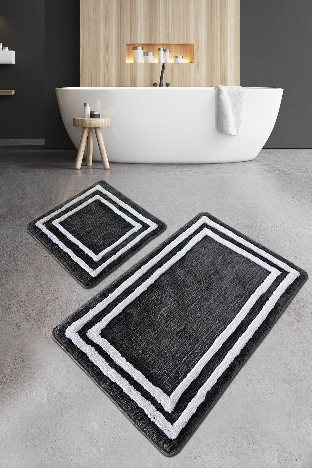 L'essentiel Maison Set 2 prostirke za kupatilo Antracit