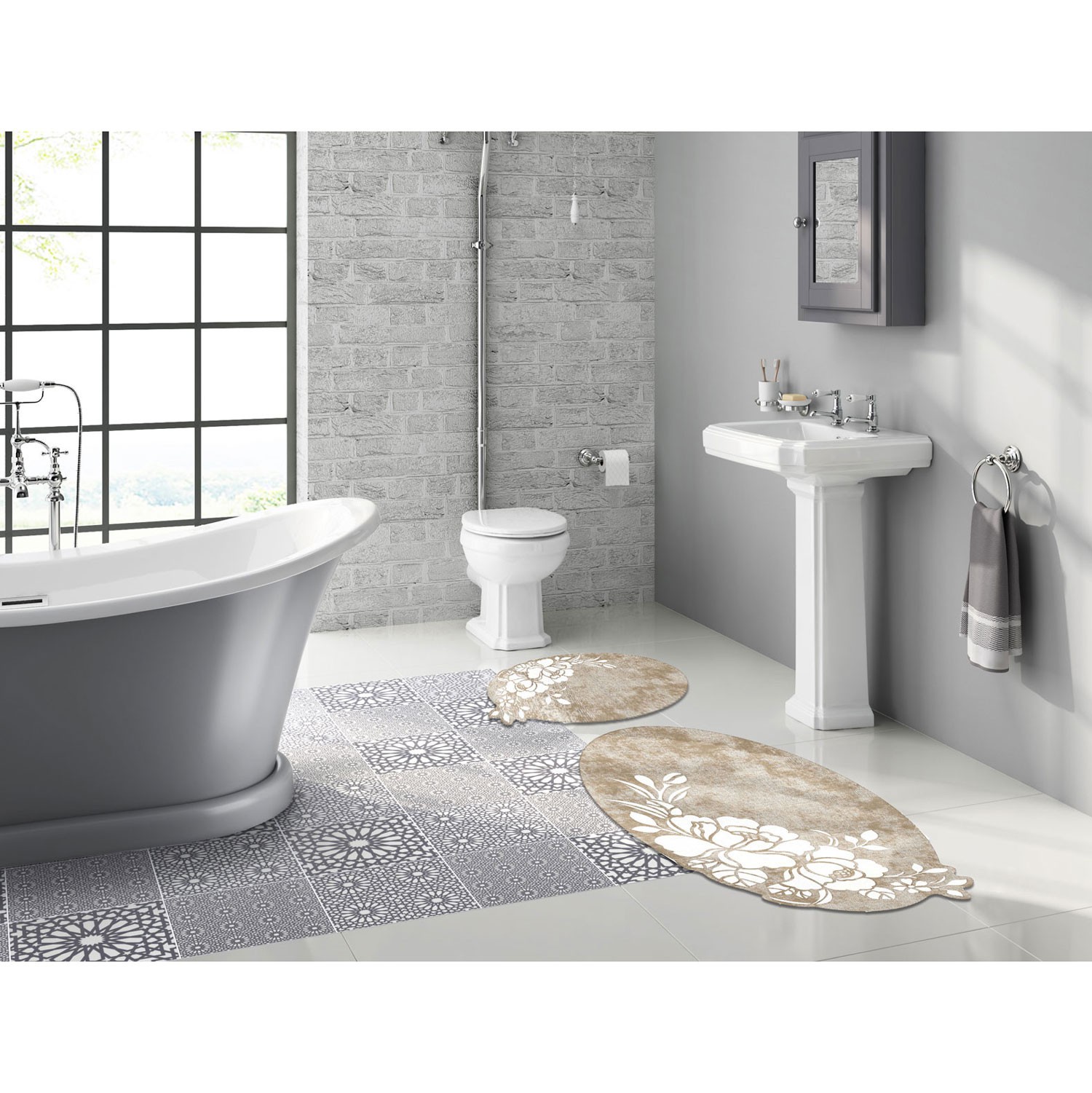 L'essentiel Maison Set 2 prostirke za kupatilo Krem