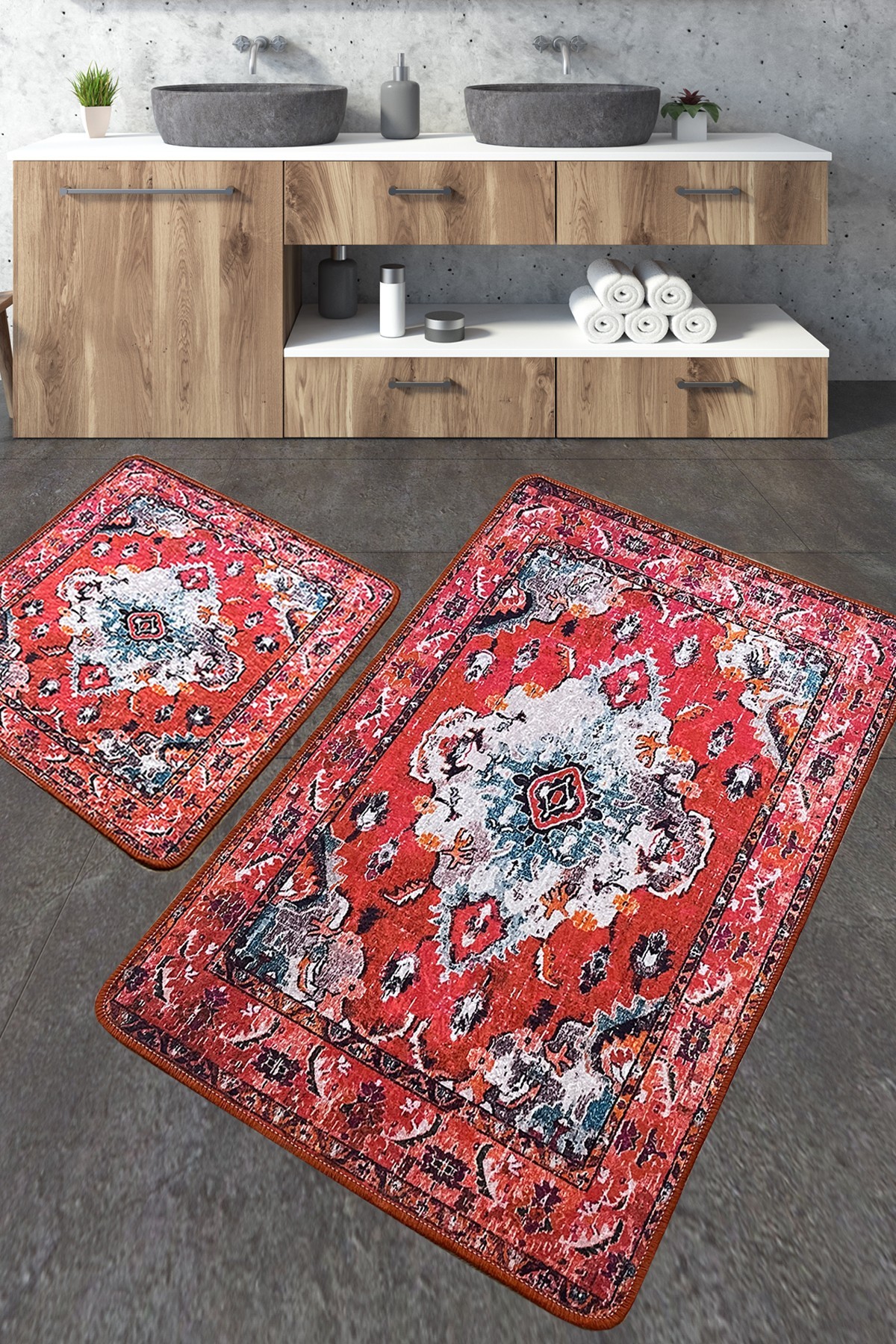 L'essentiel Maison Set 2 prostirke za kupatilo Plavi