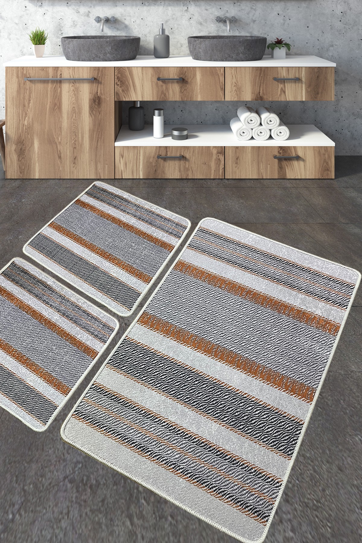 L'essentiel Maison Set 3 prostirke za kupatilo Šareni