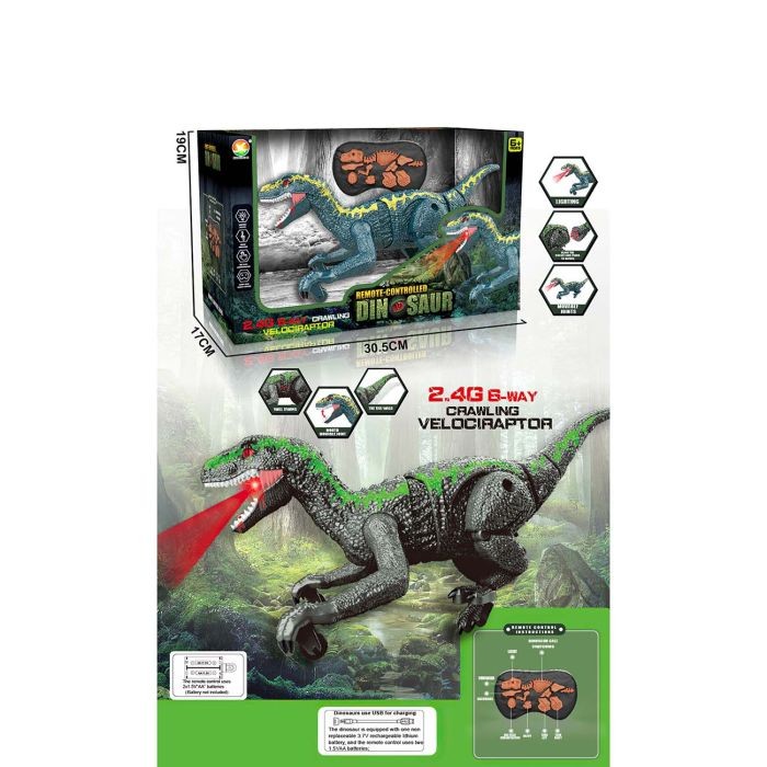 Igračka RC Velociraptor na baterije, svetlo, zvuk, hod