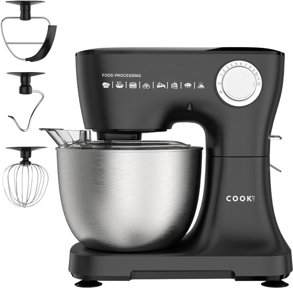 Cook-It Kuhinjski robot, 12 brzina, posuda od nerđajućeg čelika, 3 nastavka, 4.5l, 800W