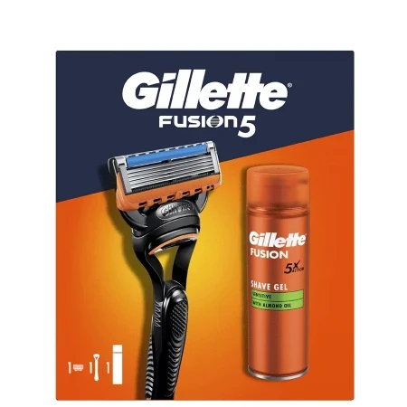 Gillette Muški set Fusion 5, Brijač, Gel sensitive 200 ml