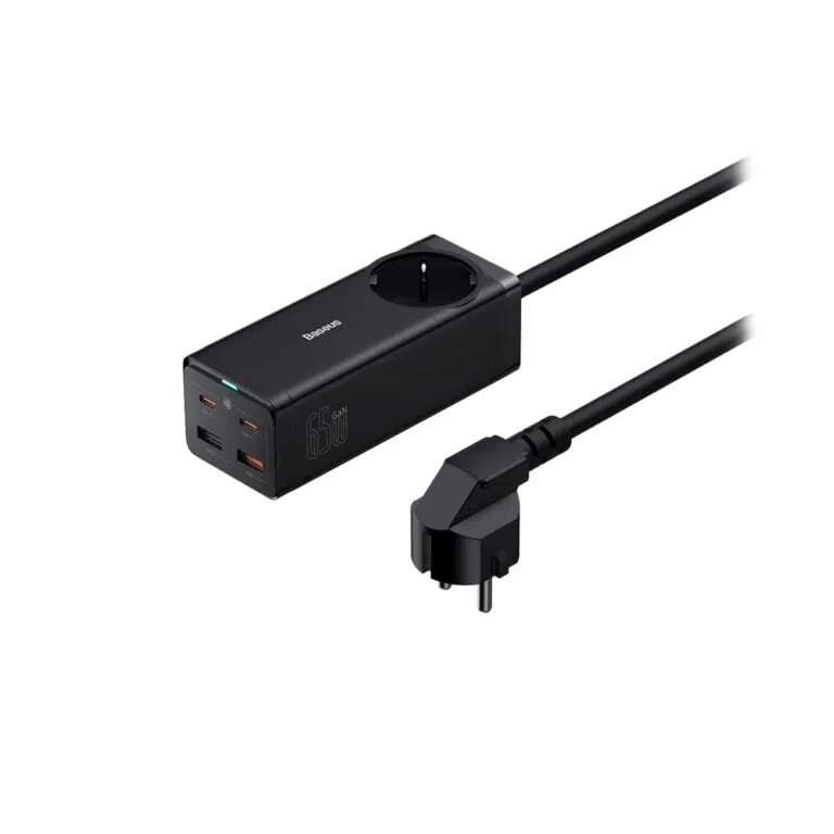 BASEUS Produžni kabl GaN3 Pro AC+2U+2C 65W, Crni + BASEUS Kabl Xiaobai Type-C  to Type-C 100W(20V/5A) ,1m, Crni