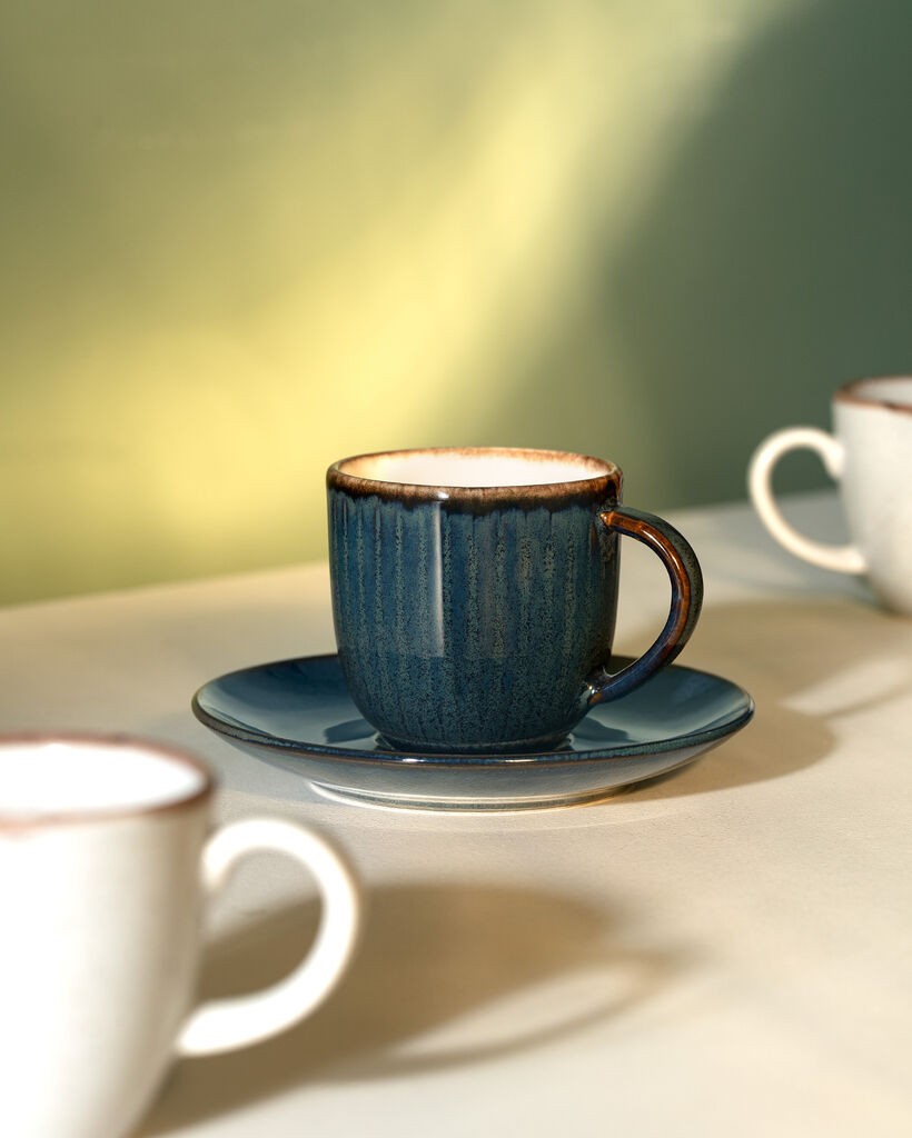 Madame Coco Set šoljica za kafu sa tacnama Hiver, 90 ml, 4 dela, Plavi