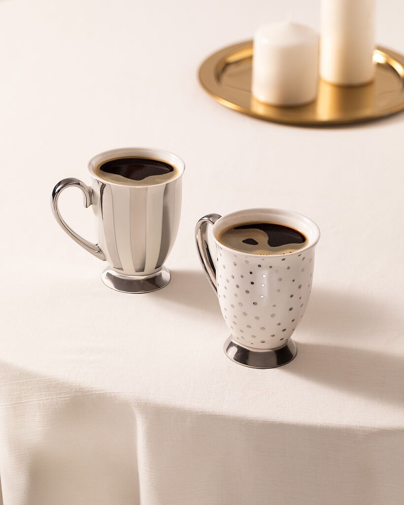 Madame Coco Set šolja Jules, 250 ml, 2 komada, Srebrno-beli