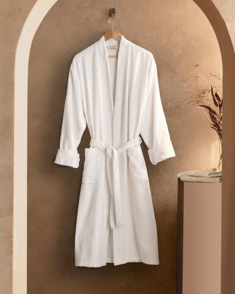 Madame Coco Muški bademantil kimono Nicola, Beli