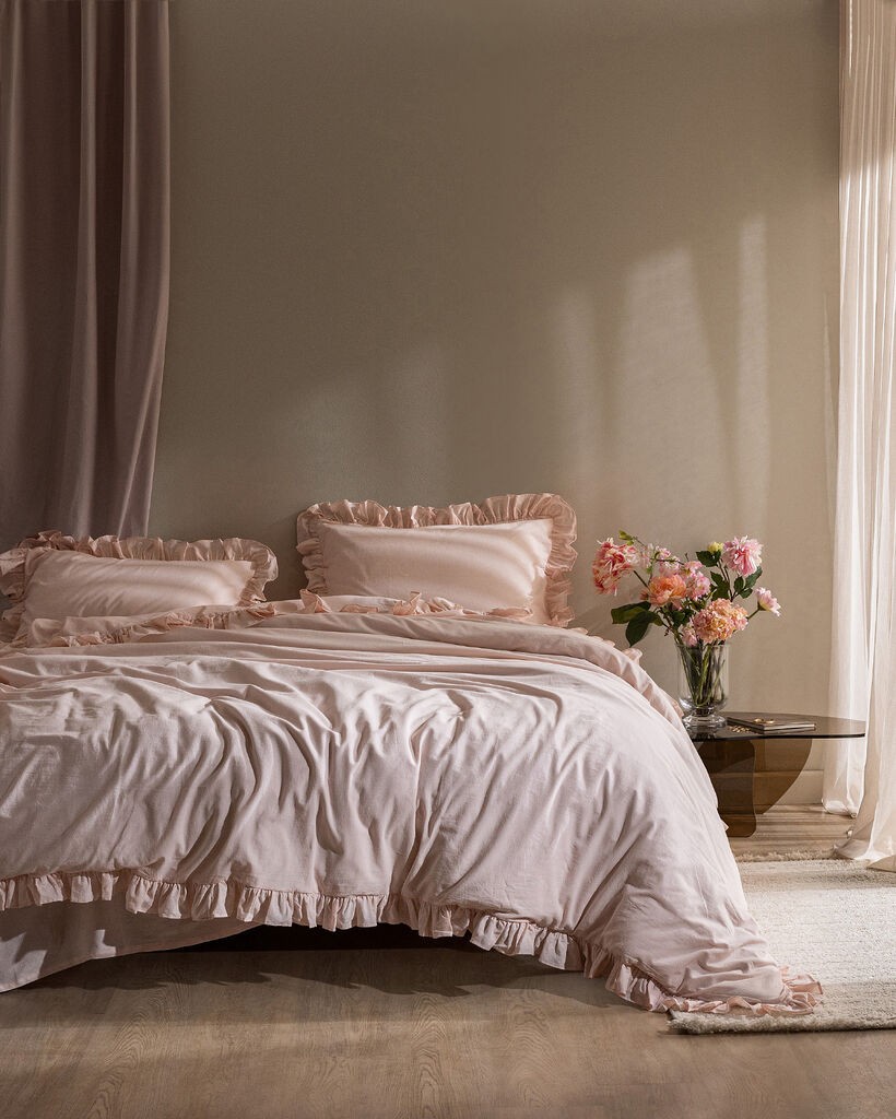 Madame Coco Komplet posteljina Obernai Ruffle, 200x220cm, Roze