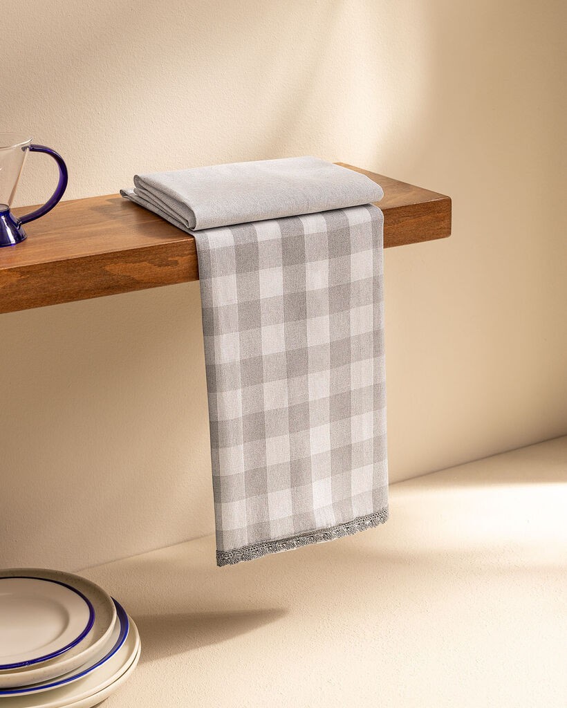 Madame Coco Kuhinjska krpa CARREE, 2 komada, 40x60cm, Sivo-bela