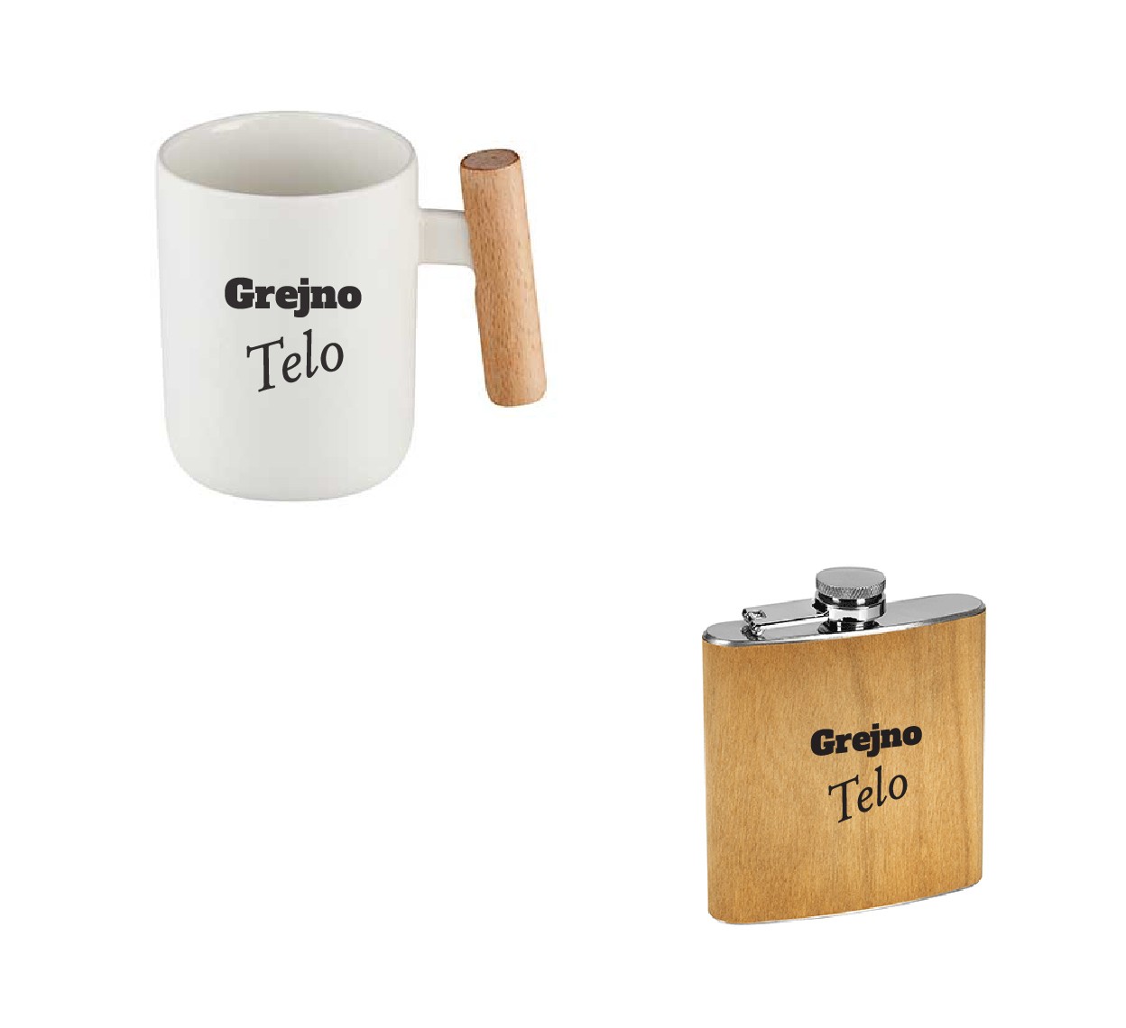 Poklon set  "GREJNO TELO" Šolja + pljoska